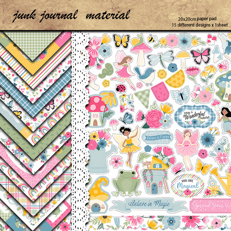 15pcs Fairy Tale Garden Paper Retro Journal DIY Tools