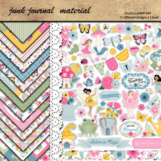15pcs Fairy Tale Garden Paper Retro Journal DIY Tools