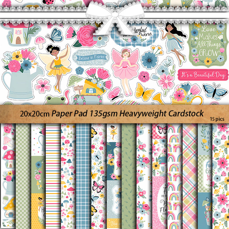 15pcs Fairy Tale Garden Paper Retro Journal DIY Tools