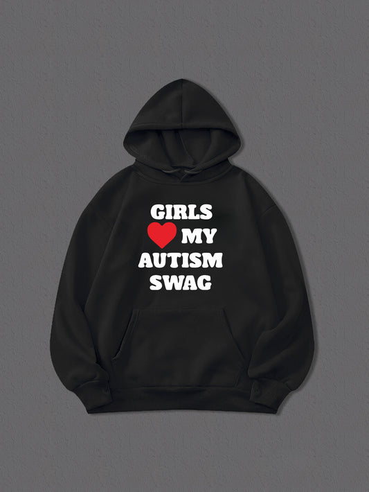 AUTISM SWAG Hoodie For Men Comfy Drawstring Hooded Pullover