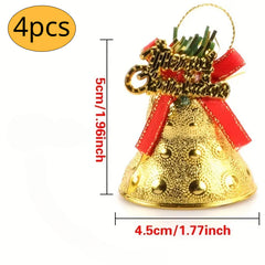 4pcs Christmas Bells Tree Pendant Christmas Party Decorations Supplies