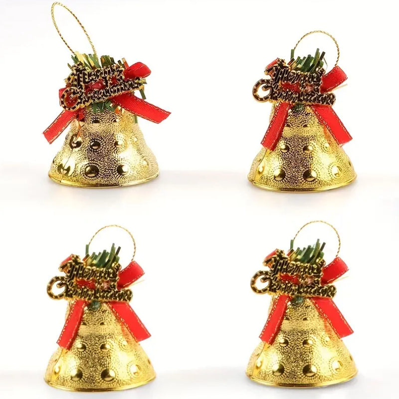 4pcs Christmas Bells Tree Pendant Christmas Party Decorations Supplies