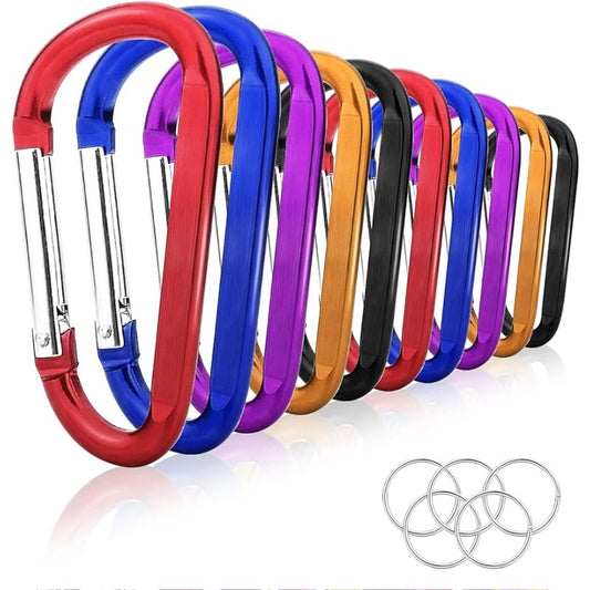 10pcs Aluminum Spring Snap Hook Carabiner Metal Keychain Buckle