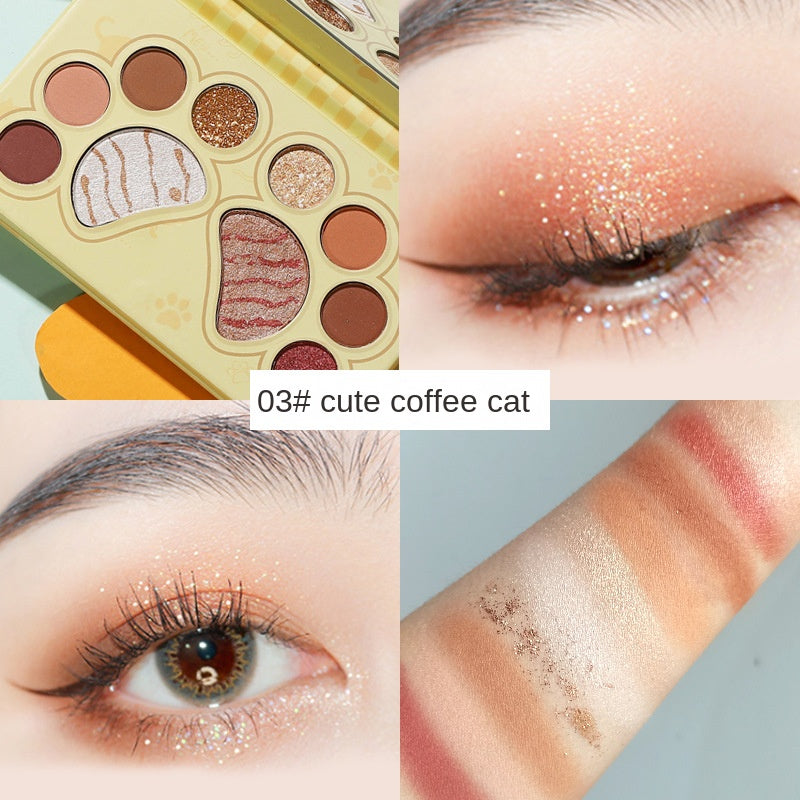 10 Colors Matte Pearly Eyeshadow Palette in Cat Paw Shape