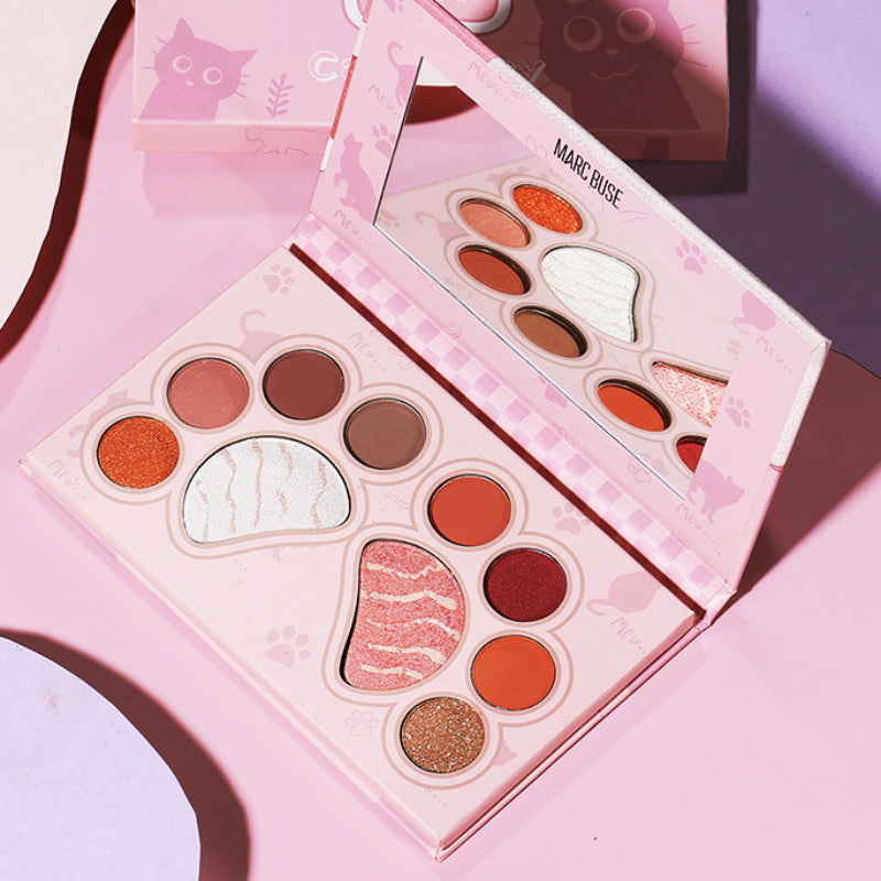 10 Colors Matte Pearly Eyeshadow Palette in Cat Paw Shape