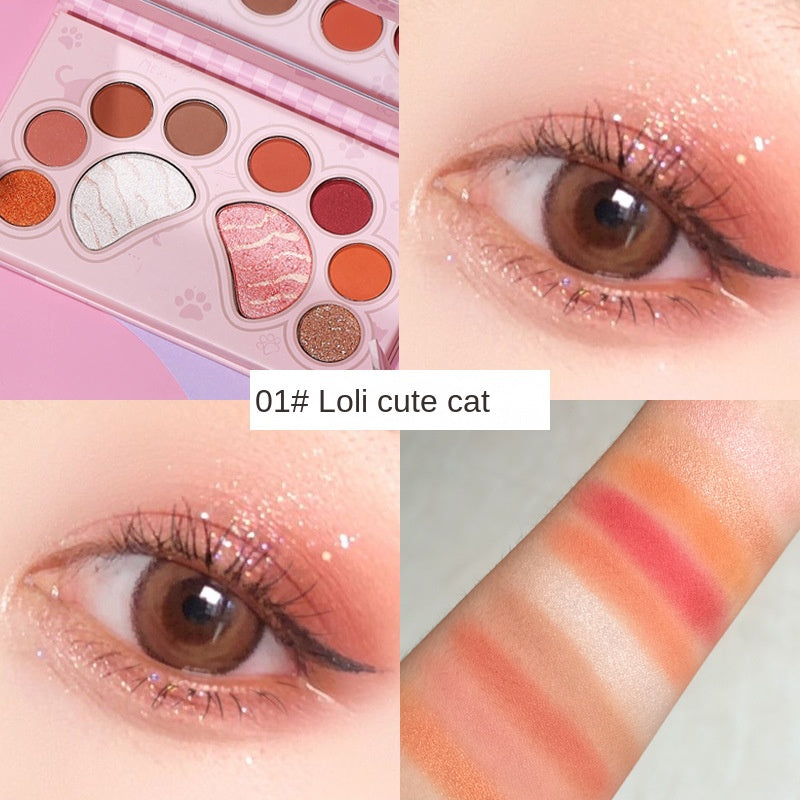 10 Colors Matte Pearly Eyeshadow Palette in Cat Paw Shape