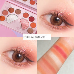 10 Colors Matte Pearly Eyeshadow Palette in Cat Paw Shape