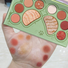 10 Colors Matte Pearly Eyeshadow Palette in Cat Paw Shape