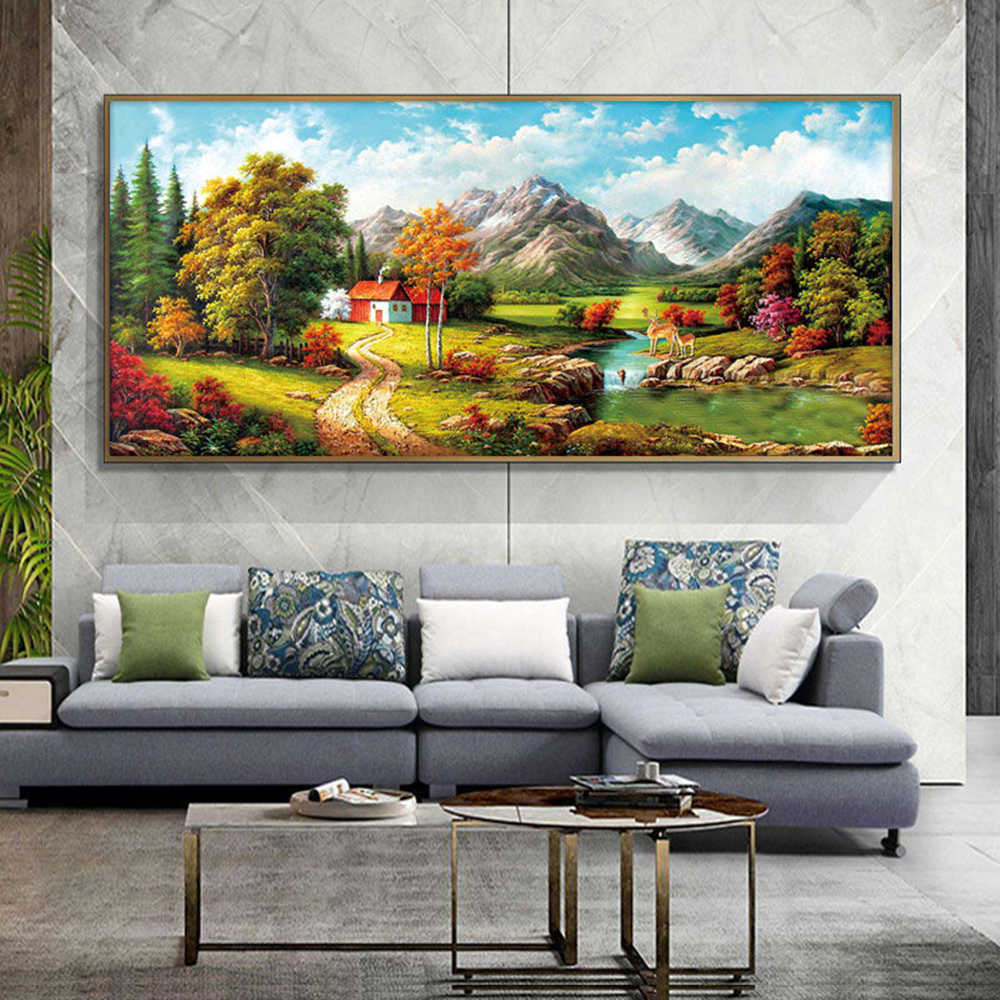 Mountains River Landscape Cross Stitch Kit 11CT