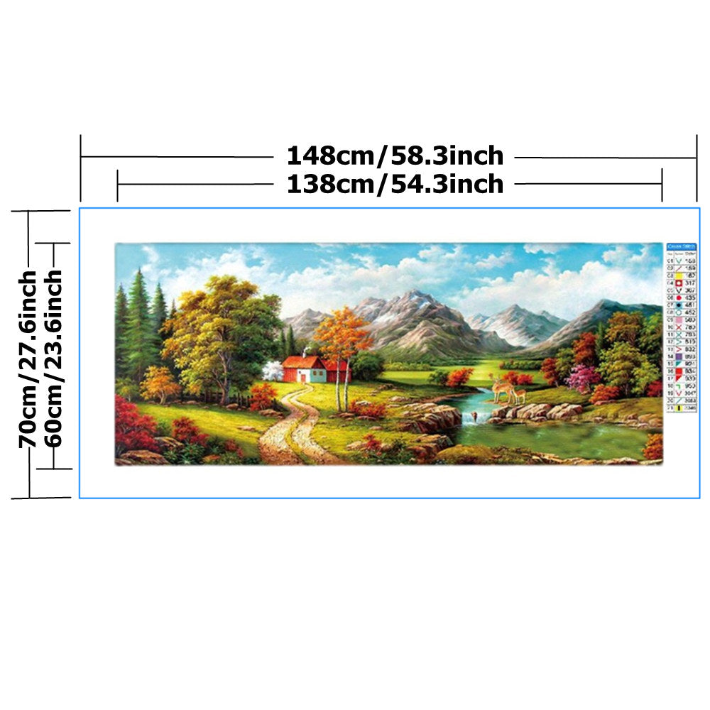 Mountains River Landscape Cross Stitch Kit 11CT
