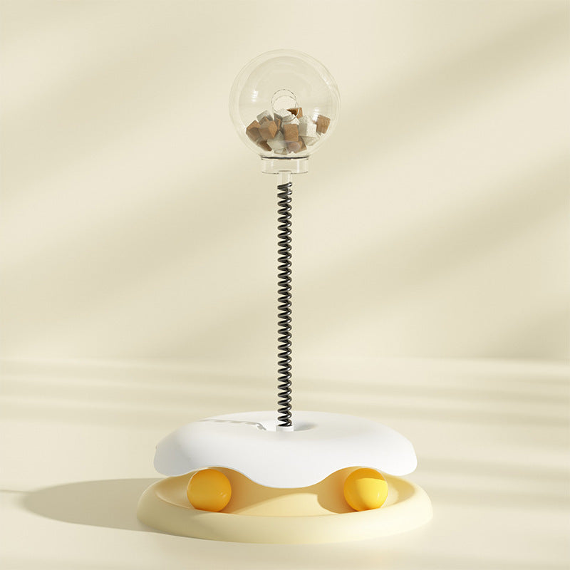 Cat Toy Turntable Spring Ball Feeder for Entertainment