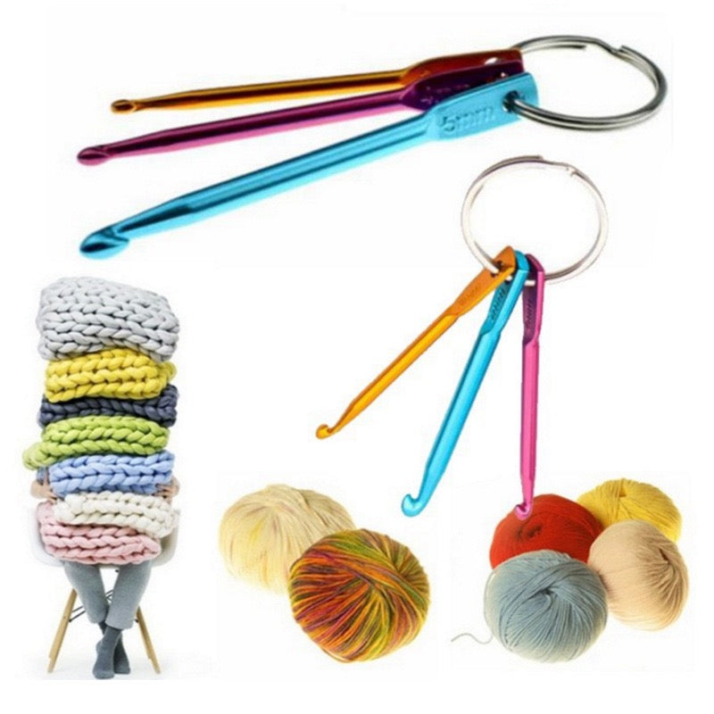 3pcs 5mm Aluminum Crochet Hook Set DIY Yarn Weaving Craft Supplies