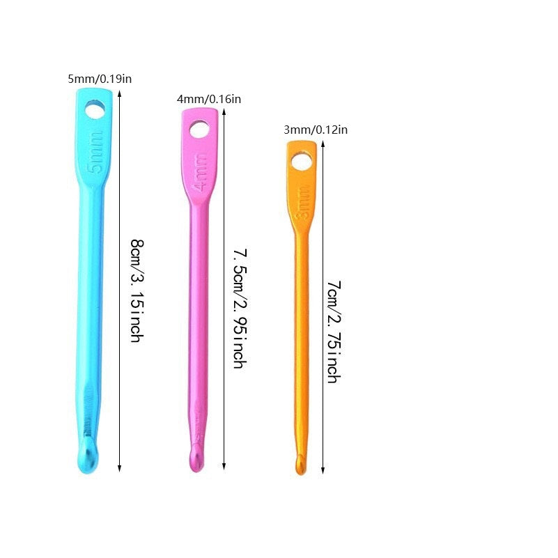 3pcs 5mm Aluminum Crochet Hook Set DIY Yarn Weaving Craft Supplies