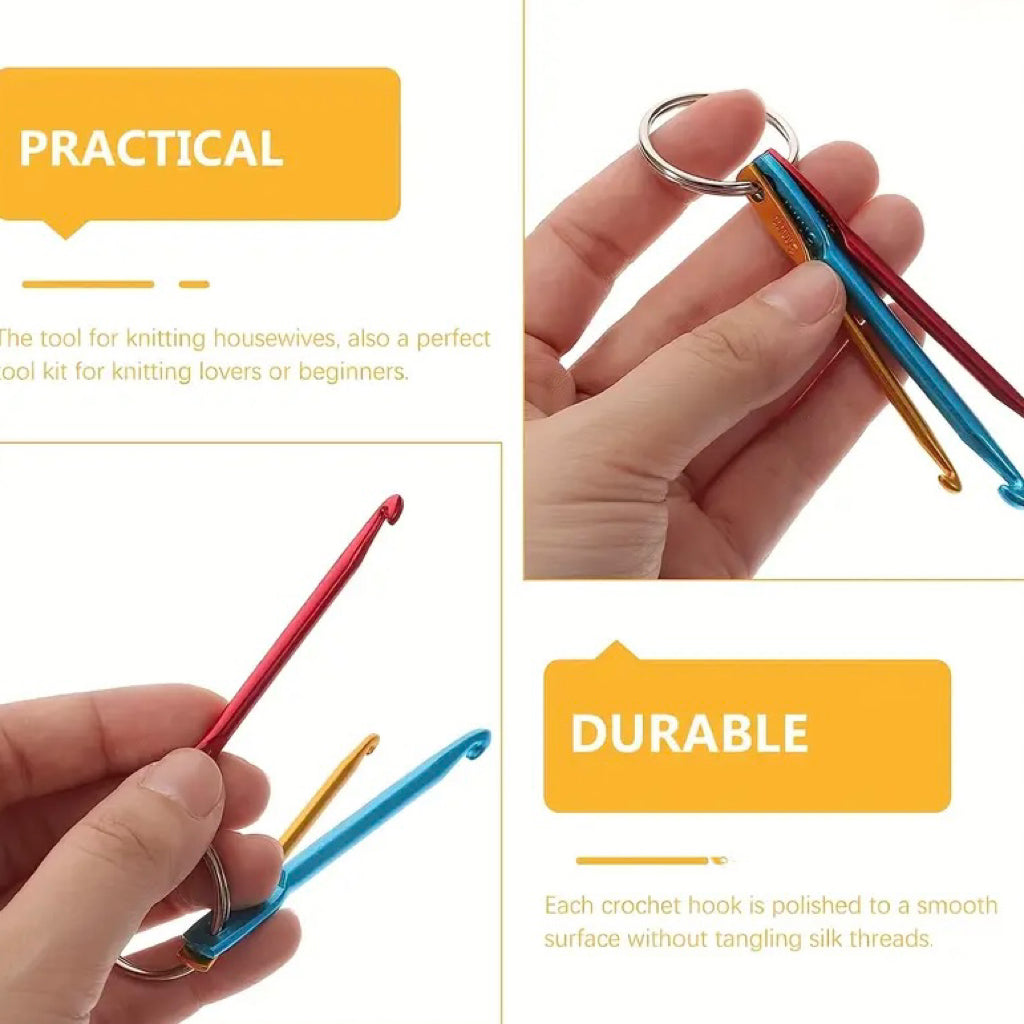 3pcs 5mm Aluminum Crochet Hook Set DIY Yarn Weaving Craft Supplies