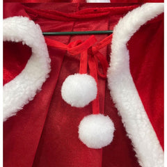 Red Velvet Cloak Cape with Hat Christmas Halloween Cosplay Costume Props