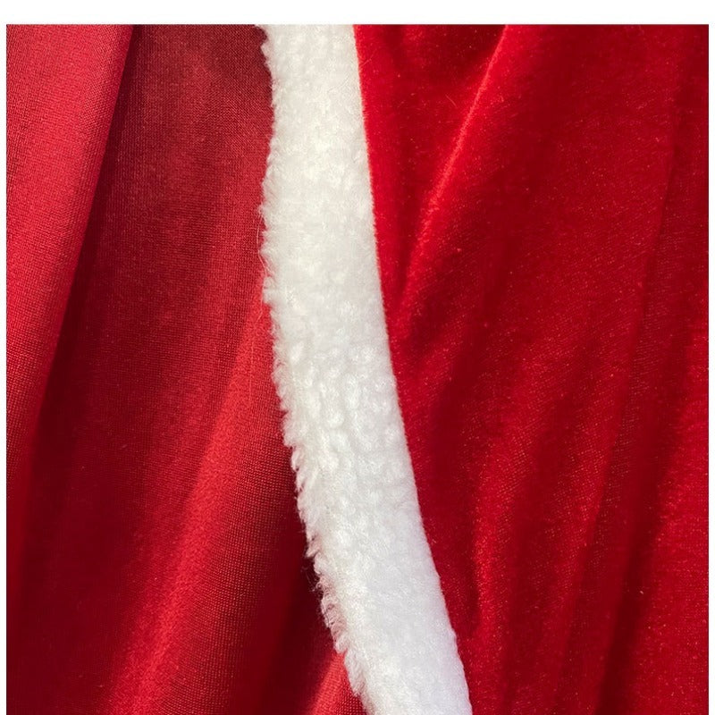 Red Velvet Cloak Cape with Hat Christmas Halloween Cosplay Costume Props