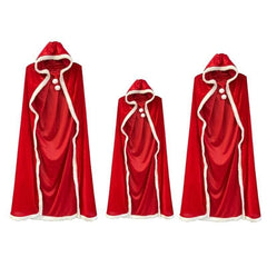 Red Velvet Cloak Cape with Hat Christmas Halloween Cosplay Costume Props