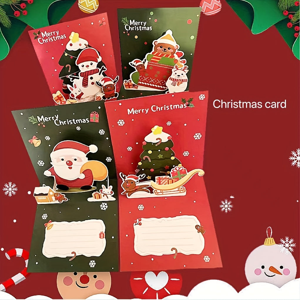 3D Folding Christmas Greeting Card Festive Decoration Home Office