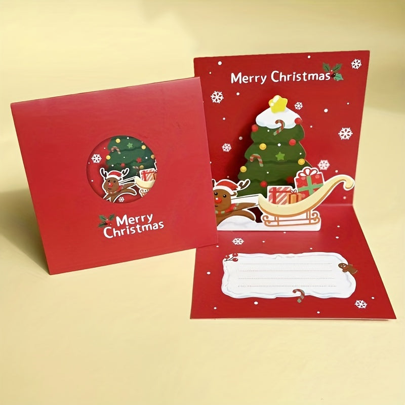 3D Folding Christmas Greeting Card Festive Decoration Home Office