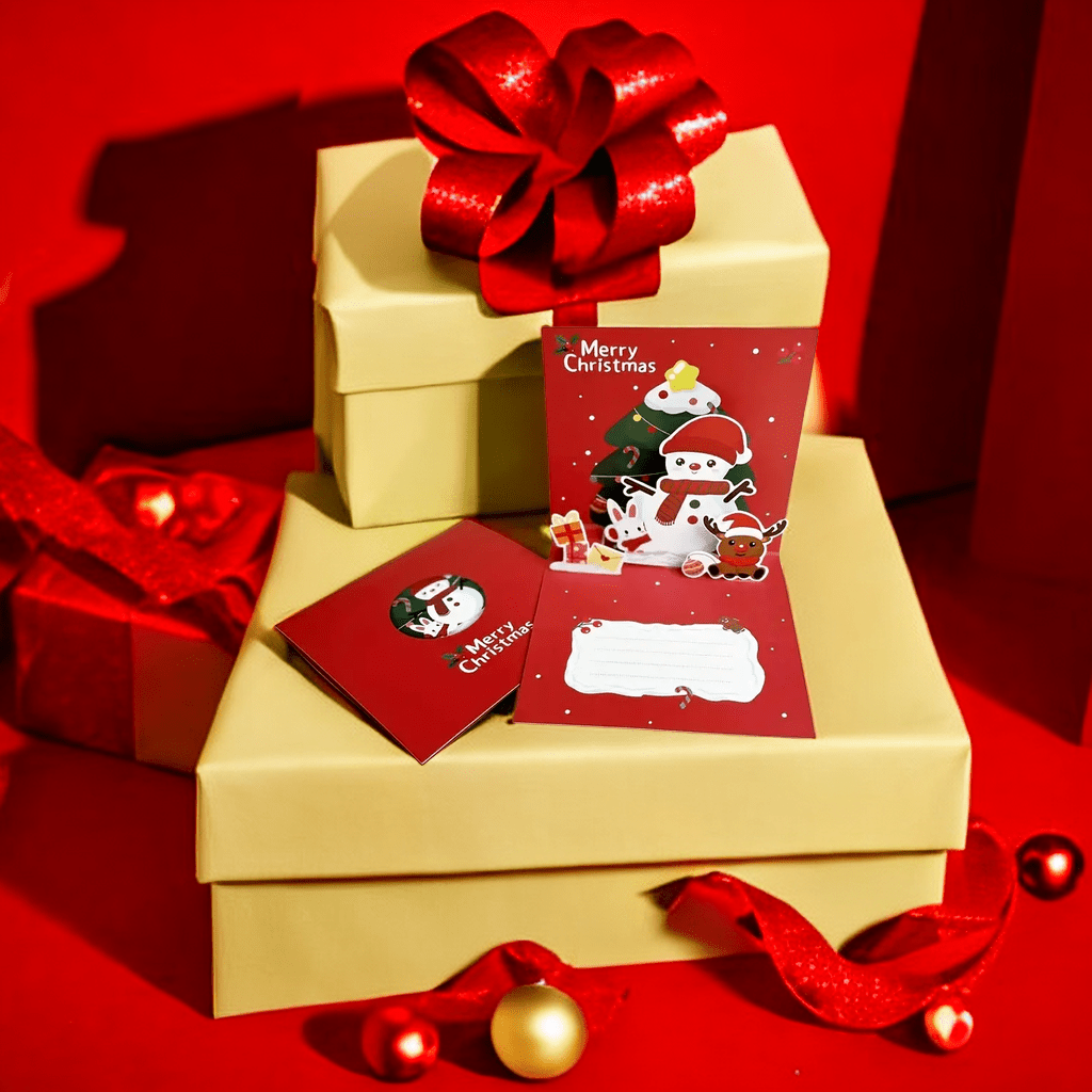 3D Folding Christmas Greeting Card Festive Decoration Home Office