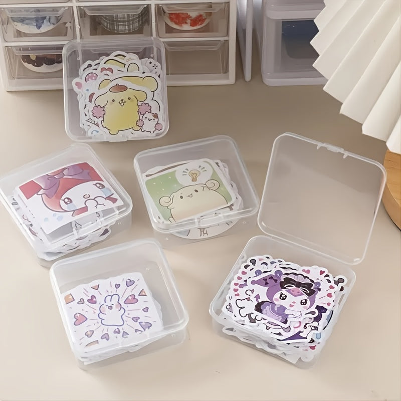 Small Transparent Storage Box With Hinged Lids - Sticker Accessories Organizer