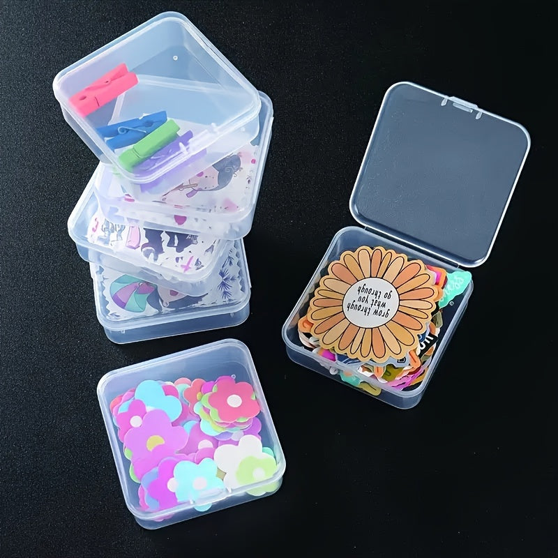 Small Transparent Storage Box With Hinged Lids - Sticker Accessories Organizer