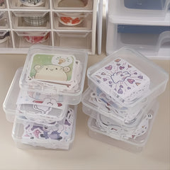Small Transparent Storage Box With Hinged Lids - Sticker Accessories Organizer