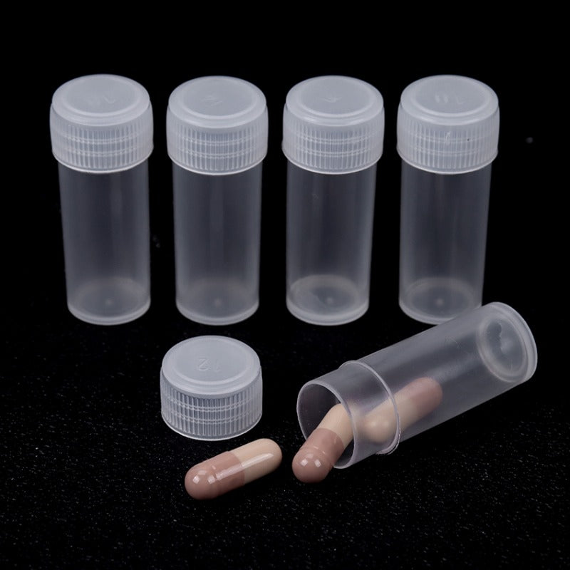 5ml Plastic Test Tubes Vials Sample Container Screw Cap Bottles