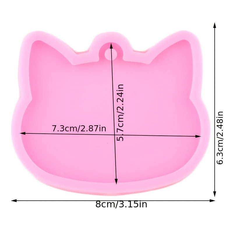 Cat Keychain Pendant Silicone Mold Cat Tag Necklace Pendant