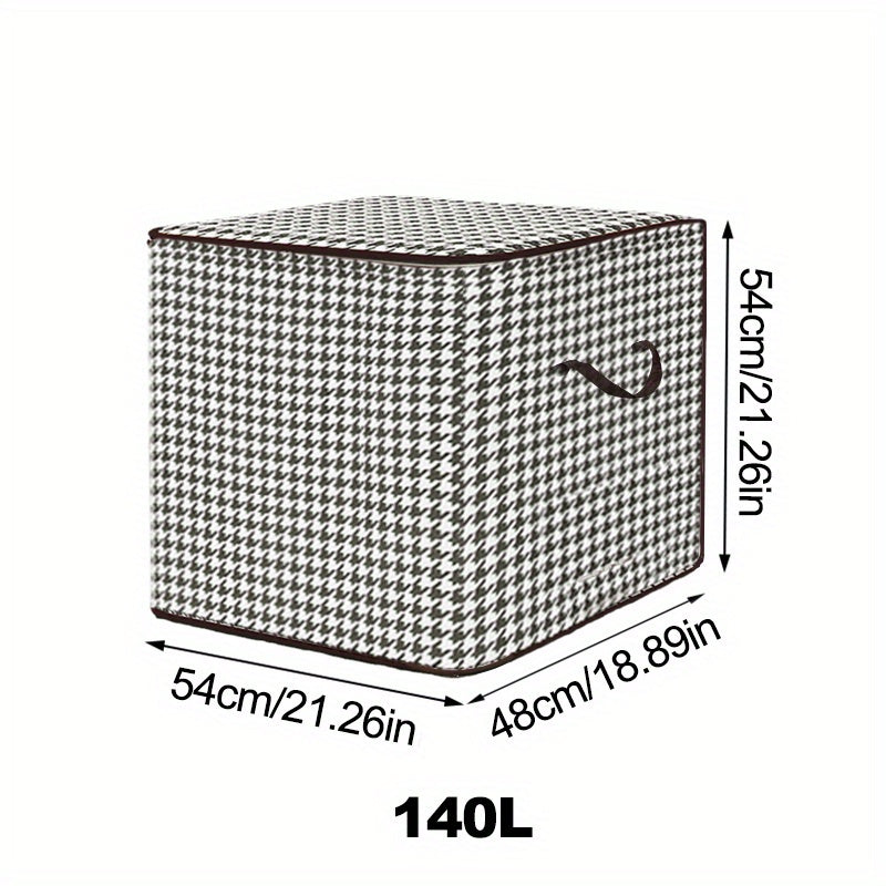 Large Houndstooth Foldable Storage Basket Handles Reusable Box Clothes Books