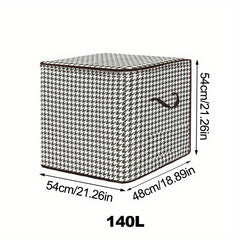 Large Houndstooth Foldable Storage Basket Handles Reusable Box Clothes Books