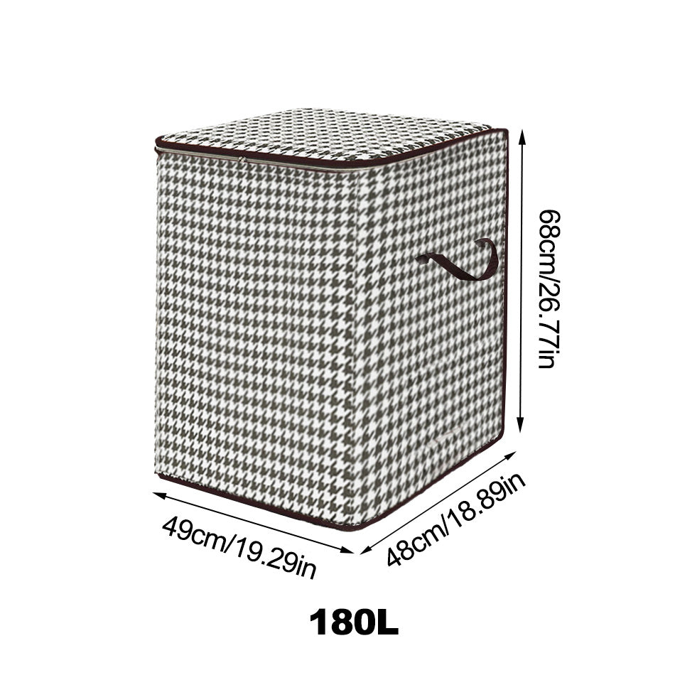 Large Houndstooth Foldable Storage Basket Handles Reusable Box Clothes Books
