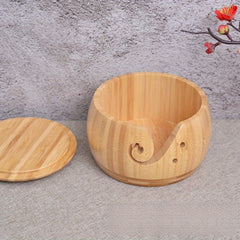 Wooden Yarn Bowl Round Knitting Storage Bowl