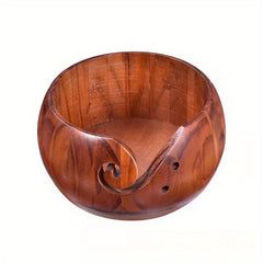Wooden Yarn Bowl Round Knitting Storage Bowl