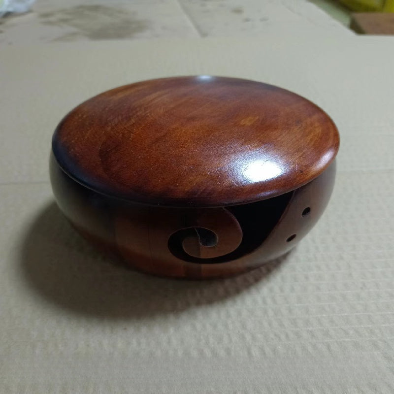 Wooden Yarn Bowl Round Knitting Storage Bowl