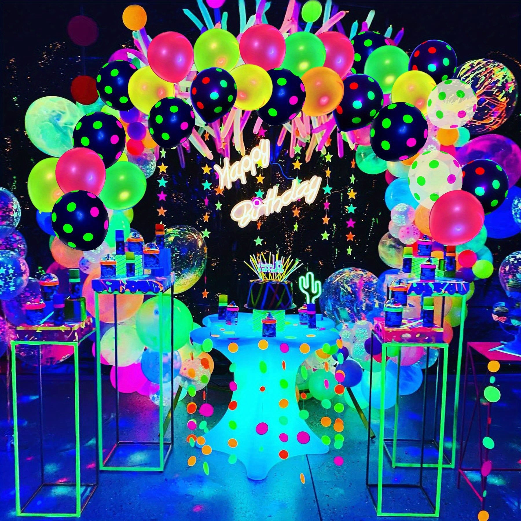 10pcs UV Neon Balloons Glow In The Dark UV Light Fluorescent Balloons