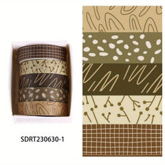5 Rolls Fall Style Wrapping Washi Tape for DIY Crafts and Journals