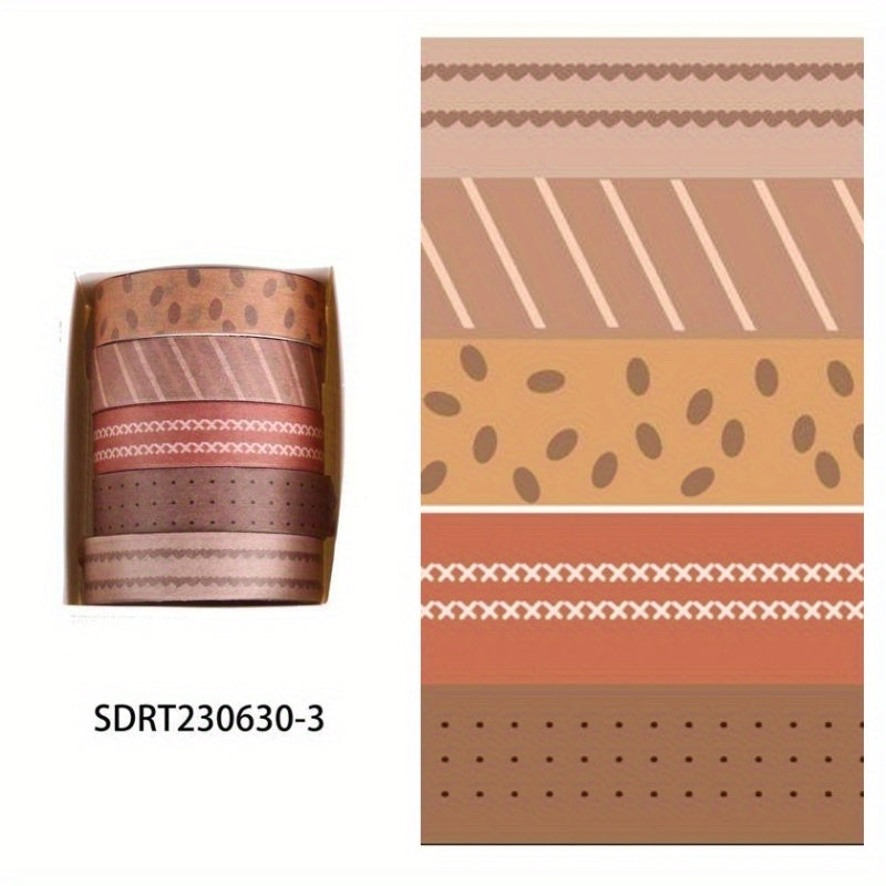 5 Rolls Fall Style Wrapping Washi Tape for DIY Crafts and Journals