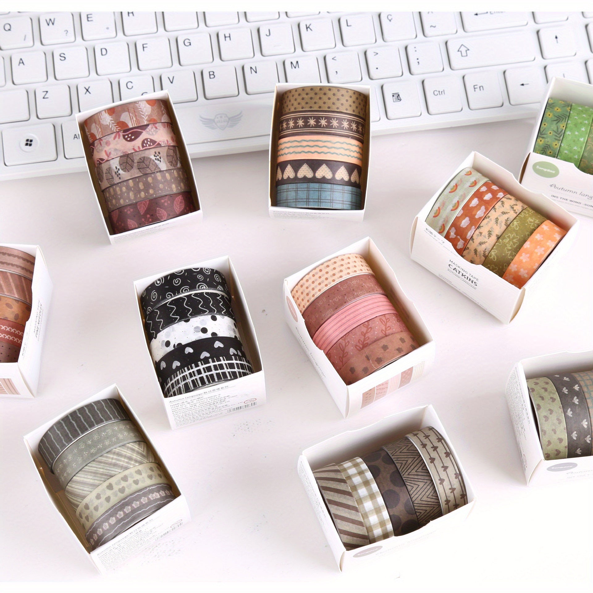 5 Rolls Fall Style Wrapping Washi Tape for DIY Crafts and Journals