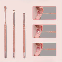 3pcs Spiral Ear Cleaning Spoon Stainless Steel Rotating Ear Digging Artifact