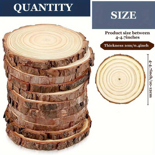 10pcs Natural Tree Leather Wood Coaster Pieces Craft Wood Christmas Ornaments