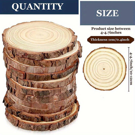 10pcs Natural Tree Leather Wood Coaster Pieces Craft Wood Christmas Ornaments