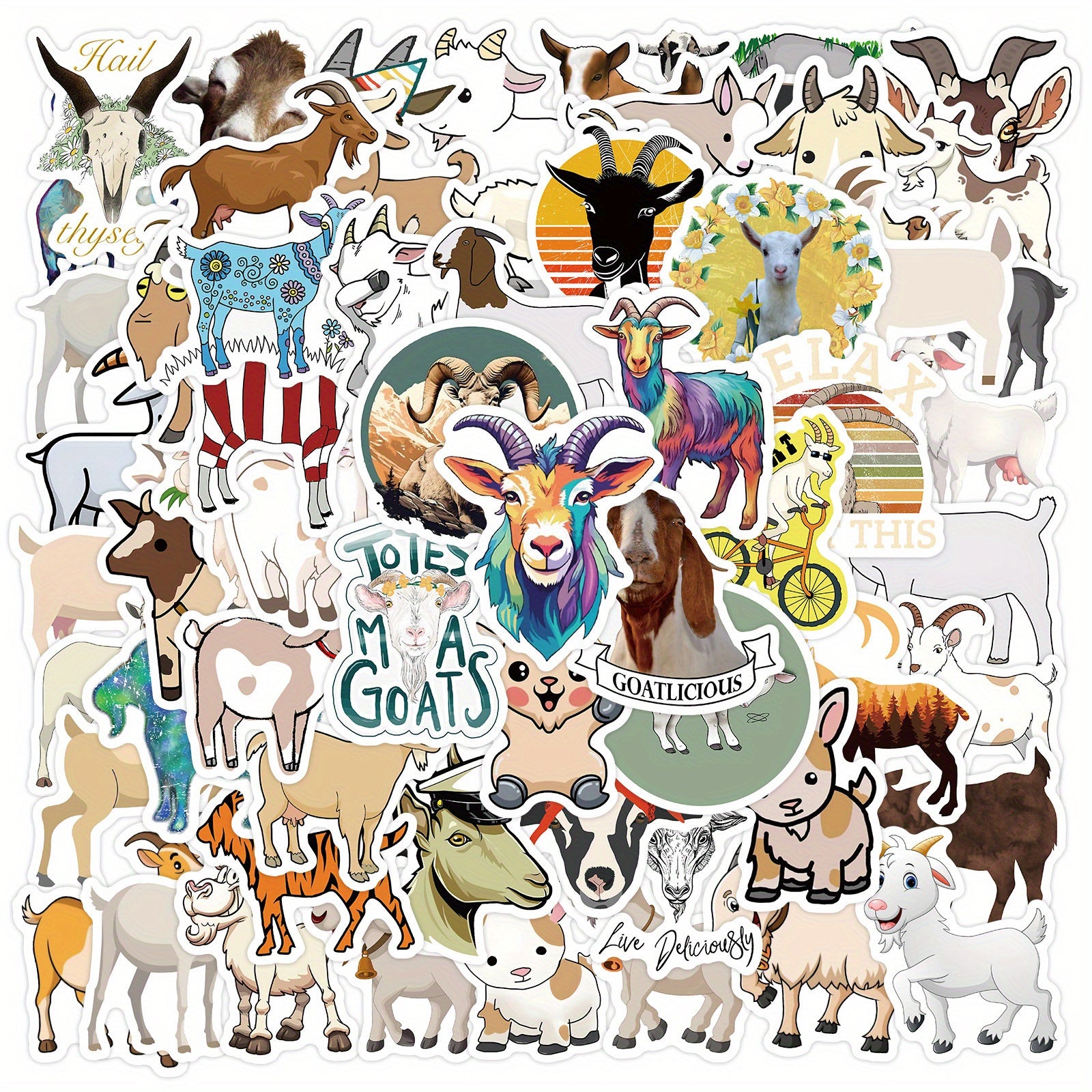 60pcs Cartoon Goat Stickers DIY Skateboard Laptop Phone Case Gift Stickers