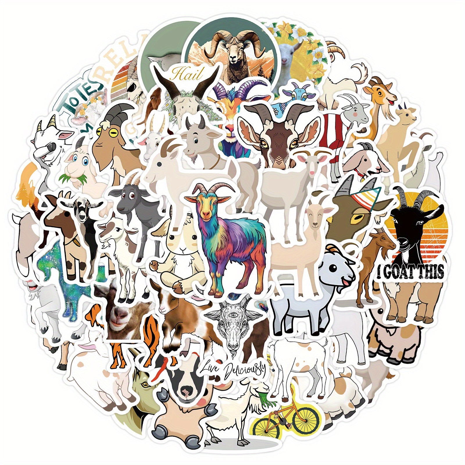 60pcs Cartoon Goat Stickers DIY Skateboard Laptop Phone Case Gift Stickers
