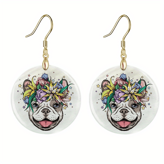 Flower & Dog Acrylic Earrings Halloween Christmas Gift