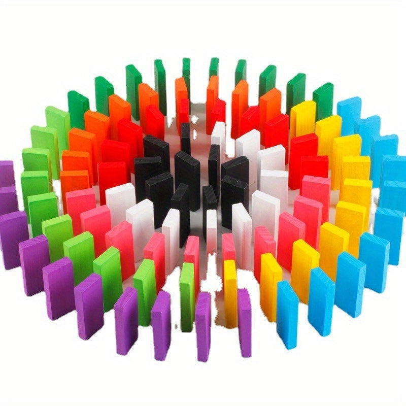 Colorful Wooden Building Blocks Domino Toy