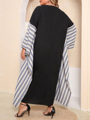  Colorblock Stripe Kaftan Dress with Tassel Detail