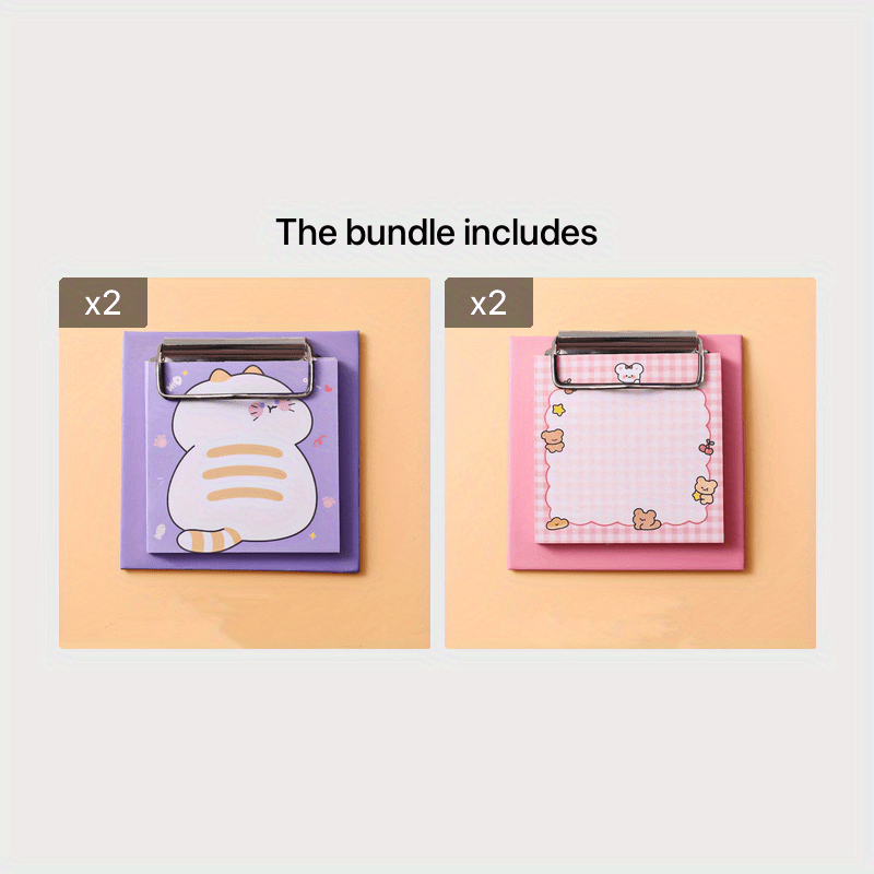 4pcs Cartoon Clipboard Notepads 30sheets Each