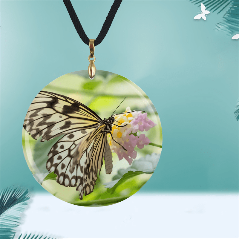 Butterfly Flower Pattern Pendant Necklace Adjustable Creative Necklace