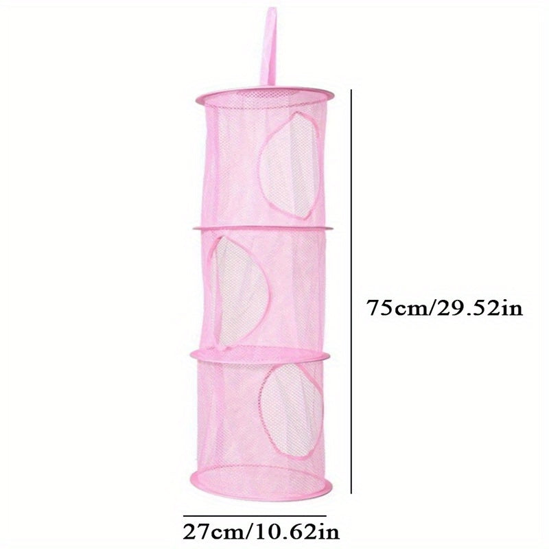 Hanging Mesh Storage Rack Foldable Organizer 3 Compartments